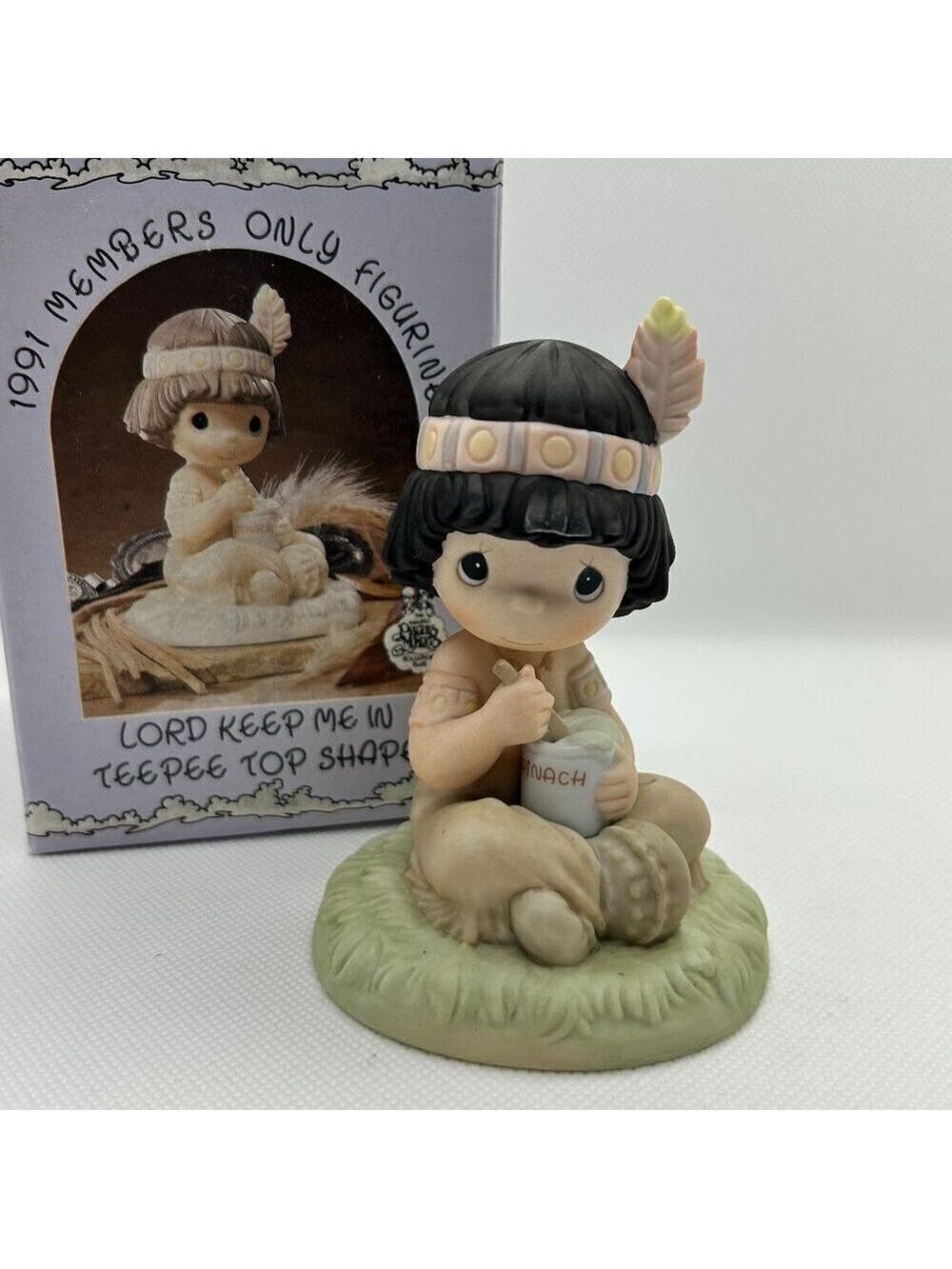 Precious Moments "Lord Keep me in teepee top shape" 1991 members only figurine